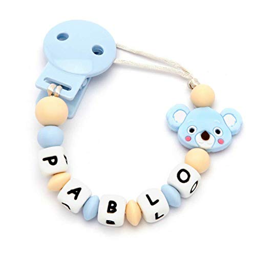 Pack Regalo Chupetero Mordedor & Sonajero Mordedor Natural Blue Koala Personalizado con Nombre