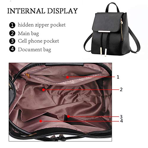 Pahajim Moda Mujer Mochila Casual Muchacha Elegante Ligero Bolsa de Escuela PU Cuero Impermeable Mochila de Viaje de Gran Capacidad Bolsa(flores)