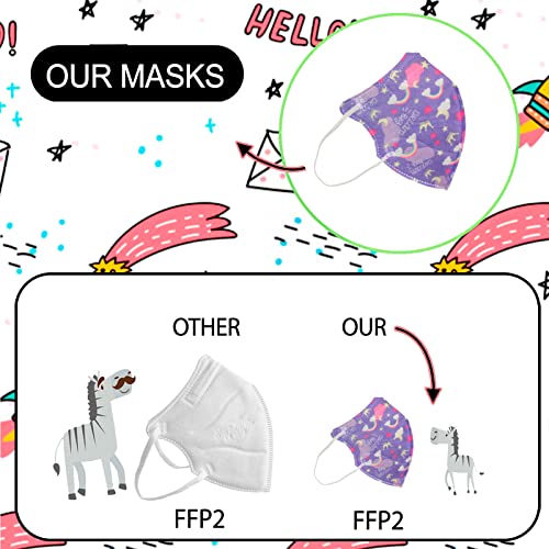 PAIDE P Mascarilla FFP2 Desechable, Talla Pequeña , 5 Capas, Homologadas CE Certificadas, Transpirables .Packs 20 Unidades. Colores y Dibujos.(C25)