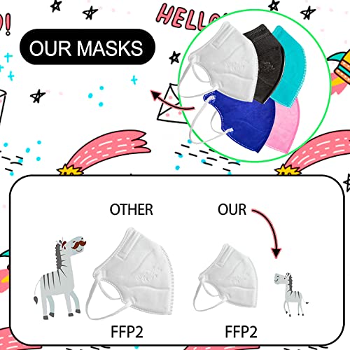 PAIDE P Mascarilla FFP2 Desechable, Talla Pequeña , 5 Capas, Homologadas CE Certificadas, Transpirables .Packs 20 Unidades. Colores y Dibujos.(C27)