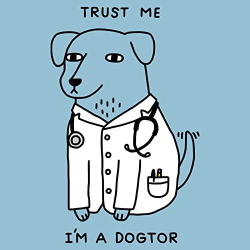 Pampling Camiseta Dogtor (Talla L) - Humor - Perro Doctor - Meme - Color Celeste - 100% Algodón - Serigrafía