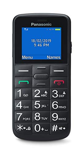 Panasonic KX-TU110EXB - Teléfono Móvil Para Personas Mayores, 1.77 Pulgadas (160 x 128), Pantalla y Teclas Grandes, Botón SOS, Resistente a Golpes, Linterna, Batería 22h, Negro, 11,4 x 5,1 x 1,3 cm