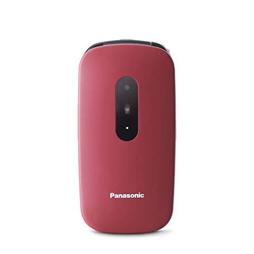 Panasonic KX-TU446EXB Teléfono Móvil Para Personas Mayores (Resistente a Golpes, Cámara, Incluye Auriculares y Cargador, Indicador LED)- Granate