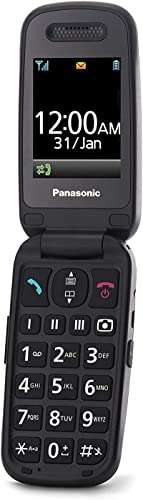 Panasonic KX-TU446EXB Teléfono Móvil Para Personas Mayores (Resistente a Golpes, Cámara, Incluye Auriculares y Cargador, Indicador LED)- Granate