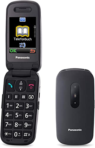 Panasonic KX-TU446EXB Teléfono Móvil Para Personas Mayores (Resistente a Golpes, Cámara, Incluye Auriculares y Cargador, Indicador LED)- Negro