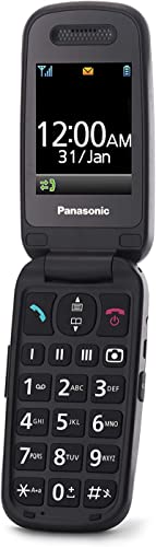 Panasonic KX-TU446EXB Teléfono Móvil Para Personas Mayores (Resistente a Golpes, Cámara, Incluye Auriculares y Cargador, Indicador LED)- Negro