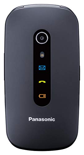 Panasonic KX-TU466EXBE - Teléfono Móvil para Mayores (Pantalla Color 2.4", Botón SOS, Base Carga, Compatibilidad Audífonos, Resistente Golpes, Batería Larga Duración, Bluetooth, GPS, Cámara) Negro