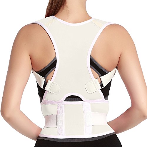 Panegy – Corrector de postura unisex, cifosis, inmovilizador de clavícula, cintura, dorsal, abdominal, ajustable, transpirable, blanco, XL(tour de taille 84-110cm)