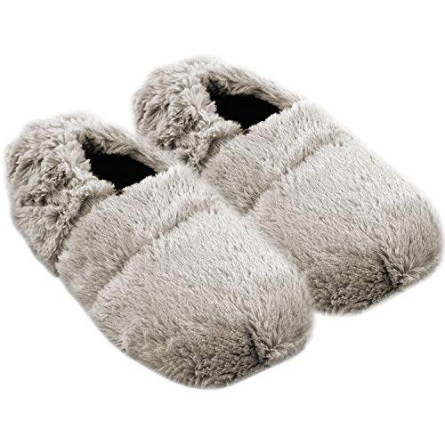 Pantuflas calefactables para microondas y Horno, Pantuflas calientapiés térmicas, Gris, 41/45 EU