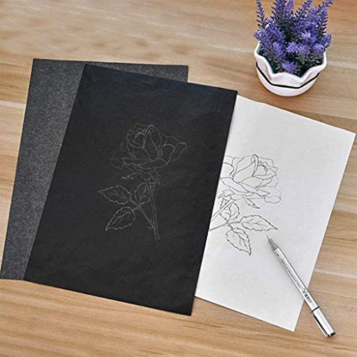 Papel de copia de carbón LuLyL 50PCS, papel de transferencia negro para papel de calco en madera, accesorios de copia de plantilla de tatuaje de tela