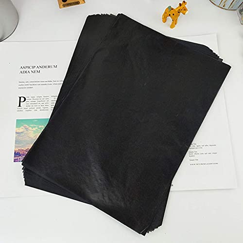 Papel de copia de carbón LuLyL 50PCS, papel de transferencia negro para papel de calco en madera, accesorios de copia de plantilla de tatuaje de tela