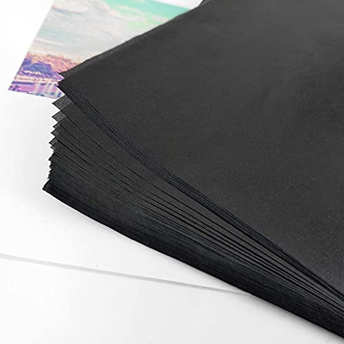 Papel de copia de carbón LuLyL 50PCS, papel de transferencia negro para papel de calco en madera, accesorios de copia de plantilla de tatuaje de tela