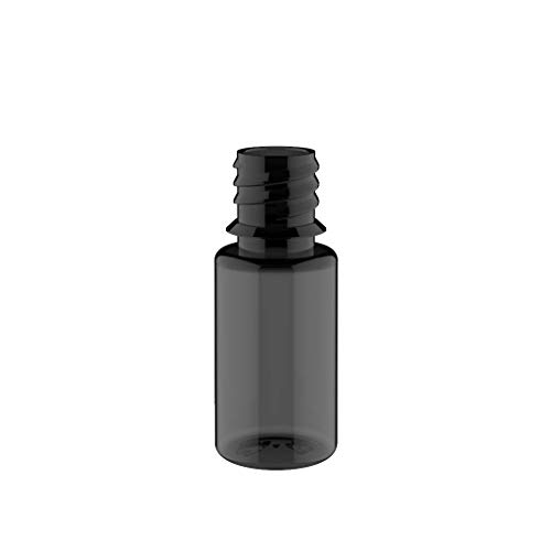 Paquete de 100 botellas de 10 ml de plástico PET Chubby Gorilla Signature de unicornio, 10 ml para líquidos, aceites y otros fluidos (transparente negro/negro)