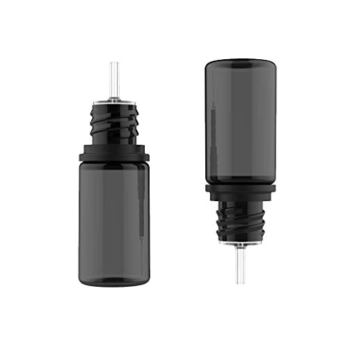 Paquete de 100 botellas de 10 ml de plástico PET Chubby Gorilla Signature de unicornio, 10 ml para líquidos, aceites y otros fluidos (transparente negro/negro)