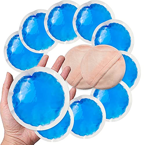 Paquetes de hielo gel redondos y reutilizables(paquete 10) para compresas frías o calientes, ideal para lesiones de niños, muelas del juicio, lactancia materna, reducir la hinchazón o el dolor - Azul