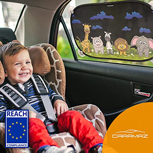 Parasol Coche bebé con protección UV 48 x 30 cm - Protección del Sol y el Calor, Parasol Coche Infantil con ventosas y Bolsa de Transporte