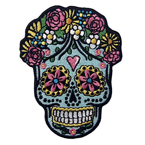 Parche termoadhesivo para la ropa, diseño de Cráneo del azúcar Dia de los Muertos