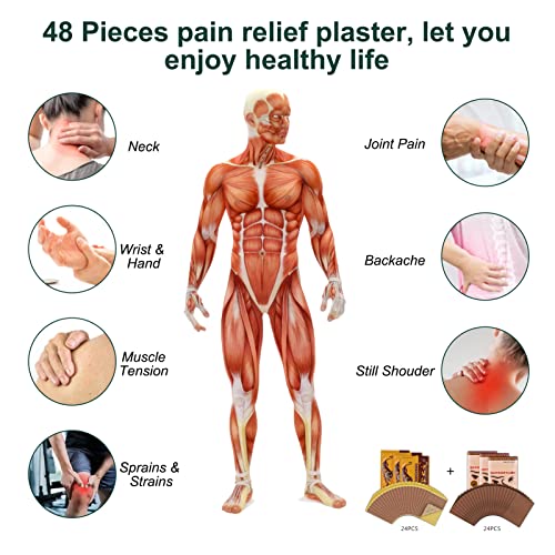 Parches alivio, dolor de rodilla, espalda, dolor de hombro, parche de alivio de dolor, dolor de espalda, dolor de cuello, yeso, 2 x caja de 24 piezas