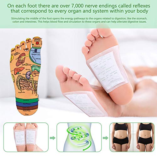 Parches Detox para Pies 20PCS Detox Foot Pads, Parches Pies Desintoxicantes, Naturales Eliminar Toxinas del Cuerpo, Alivio Dolor y Estrés Mejorar el Sueño