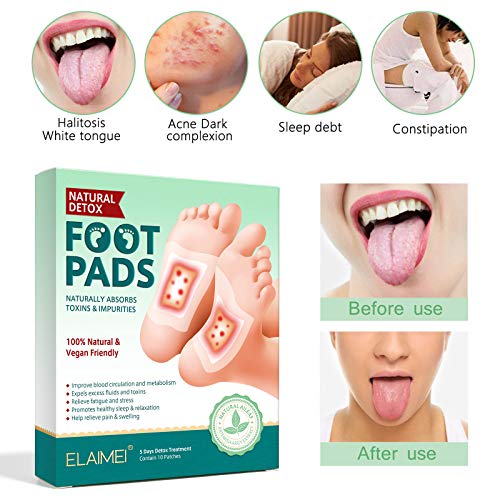 Parches Detox para Pies 20PCS Detox Foot Pads, Parches Pies Desintoxicantes, Naturales Eliminar Toxinas del Cuerpo, Alivio Dolor y Estrés Mejorar el Sueño