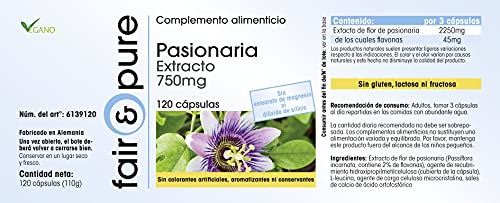 Pasiflora 750mg - Extracto de Passiflora Incarnata - Vegano - Alta pureza - 120 Cápsulas