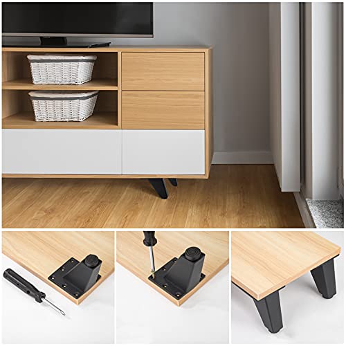 Patas para Muebles Patas de Mesa Triangulares Pies Ajustables de Aleación de Aluminio con Tornillos para Sofá Mueble de TV 4 Piezas