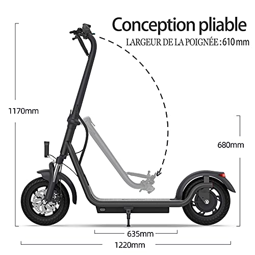 Patinetes eléctricos, Electric Scooter Todo Terreno Plegable con neumáticos sólidos de 12 Pulgadas, Patinete eléctrico de Rueda Grande de 350 W con protección de Triple Freno, 3 Modos de Velocidad