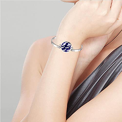 Patrón de pájaros grúa Brazalete tipo brazalete para mujeres y niñas, pulseras ajustables de acero inoxidable para joyería, cumpleaños, Navidad, amigos, regalos