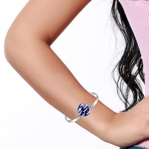 Patrón de pájaros grúa Brazalete tipo brazalete para mujeres y niñas, pulseras ajustables de acero inoxidable para joyería, cumpleaños, Navidad, amigos, regalos