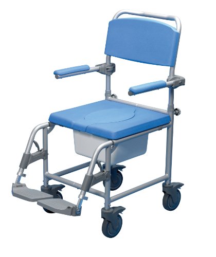 Patterson Medical Deluxe - Silla con ruedas para ducha con agujero de inodoro