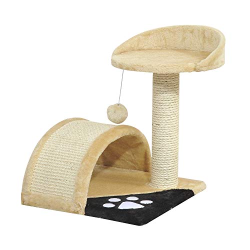 PawHut Rascador Gato Altura 40cm Arbol Poste para Arañar 36x36x44cm Juegos gatos Beige