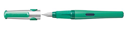 Pelikan 802956 - Pluma estilográfica con cartucho Línea Pelikano Cuerpo verde, plumín A, agarre antideslizante, mango ergonómico