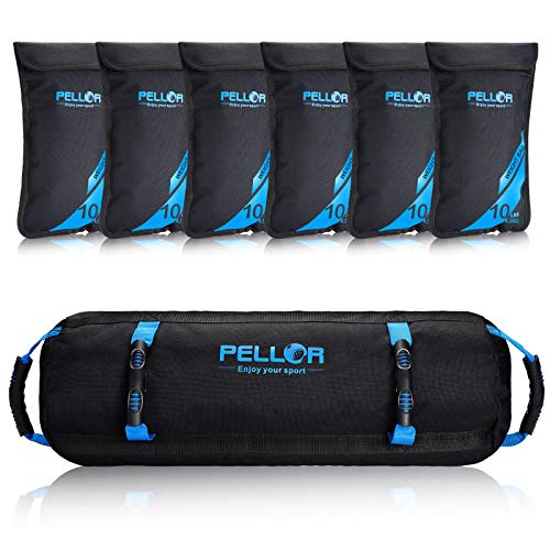 PELLOR Sandbag, Saco Peso Fitness Saco de Arena para Entrenamiento de 4.5-27 kg, Bolsa de Arena con Vacía Bolsas Ajustable para Fitness Funcional y Potenciamiento Muscular