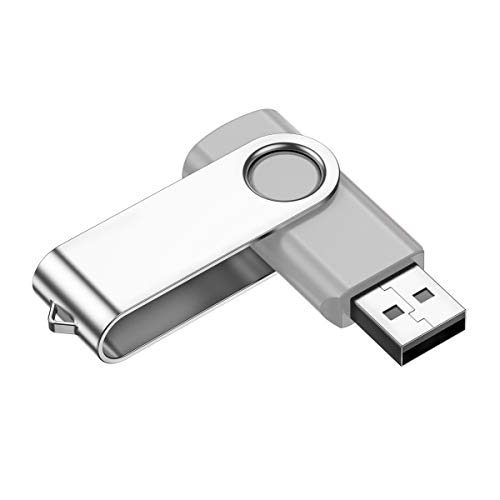 Pendrive USB 2.0 Memoria USB 64 GB Flash Drive Rotación de 360 ° Memoria externa Pen Drive Memoria Stick con Cordones para PC/Laptop/Smart TV/Autoradio etc (gris)