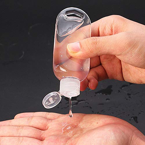 PENGXING 2Pcs 50ml Botella Recargable Vacía Botellas de Almacenamiento con Llavero, Recipiente Cosmético Portátil de Plástico Transparente de Viaje (2pcs)