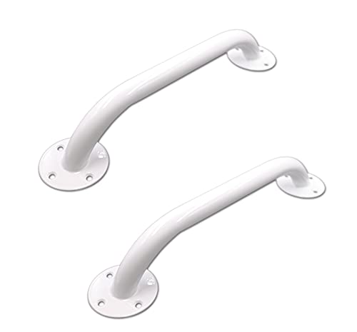 PEPE - Asa de Seguridad para Baño 30 cm (x2 uds), Barra Baño Minusválido, Asidero Baño, Barra Agarre Ducha, Asidero Ducha, Barra Apoyo Baño, Baranda Baño Niños y Mayores, Barra WC (Acero Epoxi Blanco)