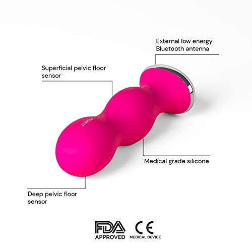 Perifit - Ejercitador de Kegel con aplicación | Entrenador del suelo pélvico | Fortalece tu suelo pélvico, mejora el control de la vejiga y agiliza la recuperación postparto | Rosa