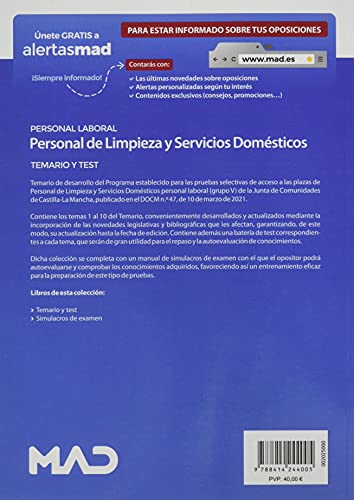 Personal de Limpieza y Servicios Domésticos (Personal Laboral de la Junta de Comunidades de Castilla-La Mancha). Temario y test.