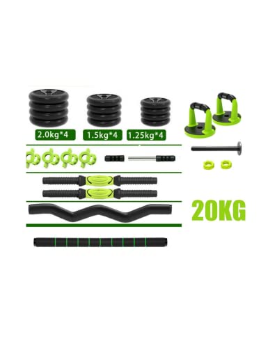 Pesas y Mancuernas Ajustables de 20 Kg / 30 Kg / 40 Kg 4en1 con Barra de Pesas, Barra de Pesas Curva, Pesa Rusa o Kettlebell y Barra para Rueda Abdominal. Tu Gym en Casa, 20Kg, 30 Kg, 40 Kg. (30)