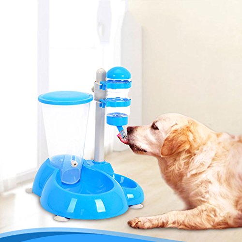 Pet Waterer Pet Automatic Feeder Fuente de agua vertical 2 en 1 ( Color : Blue )