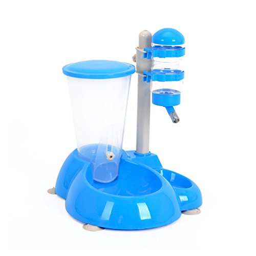 Pet Waterer Pet Automatic Feeder Fuente de agua vertical 2 en 1 ( Color : Blue )