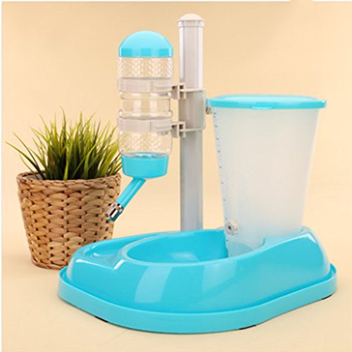 Pet Waterer Pet Automatic Feeder Fuente de agua vertical 2 en 1 ( Color : Blue )