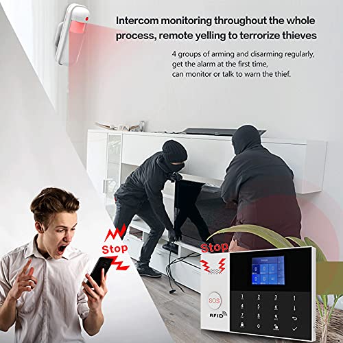 PGST Sistema de seguridad para el hogar PG-107, alarmas para casa wifi de 4.3 pulgadas + 2G+ GPRS Alarmas antirrobo inalámbricas, App Remote Smart Siren para el hogar (sistema de alarma GSM)