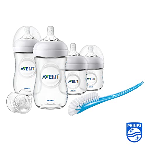 Philips Avent Scd301/01 - Set De Recién Nacido Gama Natural, 4 Biberones, Chupete Y Escobilla Color Transparente