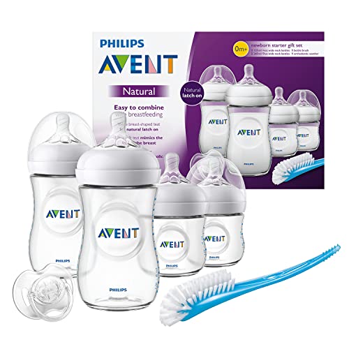 Philips Avent Scd301/01 - Set De Recién Nacido Gama Natural, 4 Biberones, Chupete Y Escobilla Color Transparente