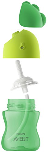 Philips Avent SCF798/01 - Vaso con pajita flexible, 300 ml, 12 m+, válvula antigoteo, piezas compatibles Philips Avent, niño, color verde