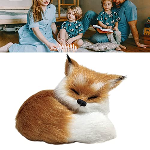 PHILSP Muñeca de peluche de 8 cm/3 '' Mini Fox Figurita de peluche para decoración de habitación con piel artificial y postura de mentira 3D Linda cara realista Fox marrón claro