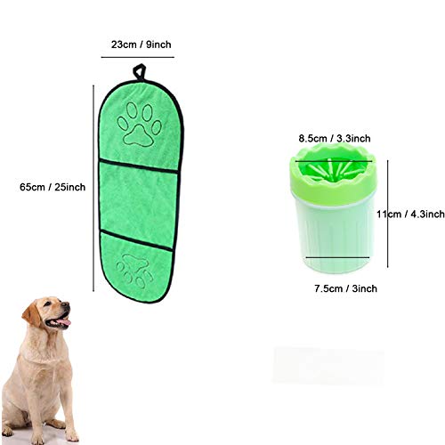 PhoenixDN Taza Portátil para Lavadora de Patas, Limpieza Sucia Mascota Perro Gatos Patas Pies, Taza de Cepillo de Limpieza para Mascotas Portátil, Guante, Secado Rápido, Animales Pequeños/Medianos