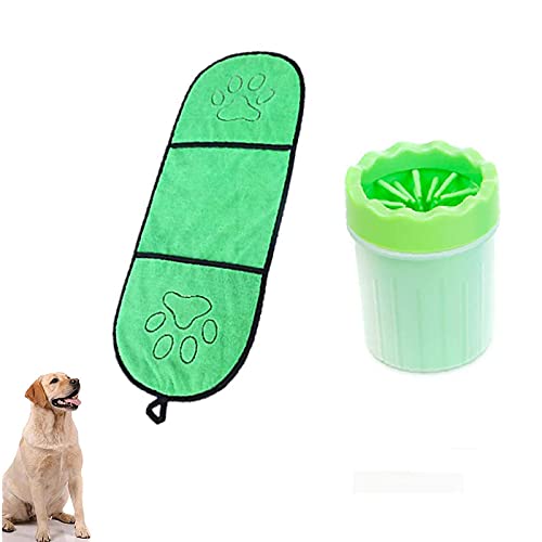 PhoenixDN Taza Portátil para Lavadora de Patas, Limpieza Sucia Mascota Perro Gatos Patas Pies, Taza de Cepillo de Limpieza para Mascotas Portátil, Guante, Secado Rápido, Animales Pequeños/Medianos