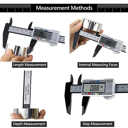 Pie de Rey 150mm, Fixget Calibre Digital Profesional Electrónico Vernier Caliper Calibrador de Plástico Medición del Diámetro Interno con Pantalla LCD Auto Off Inch/mm 0-150mm